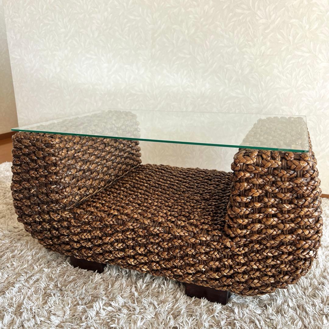 ウォーターヒヤシンス ガラステーブル センターテーブル アジアン バリ