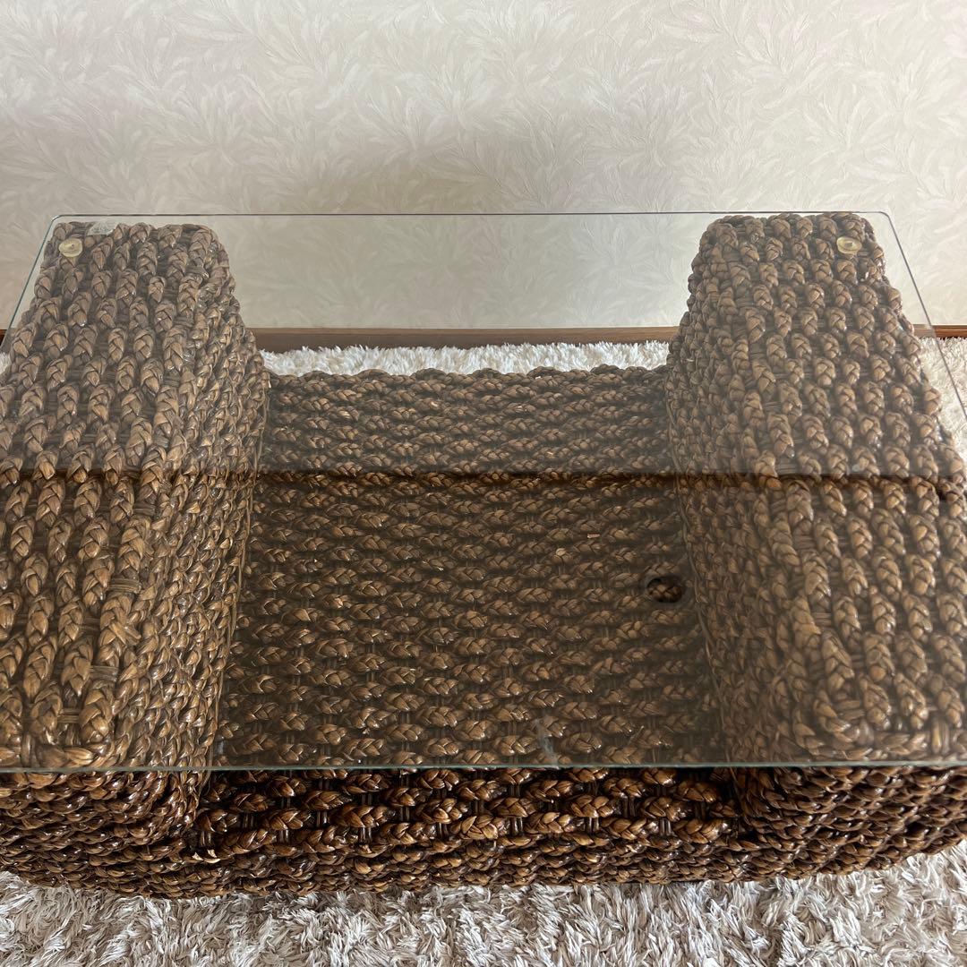 ウォーターヒヤシンス ガラステーブル センターテーブル アジアン バリ