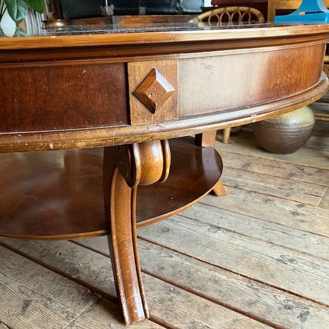 ヴィンテージ テーブル ちゃぶ台 木製 ミッドセンチュリー 北欧 ウッド ガラス