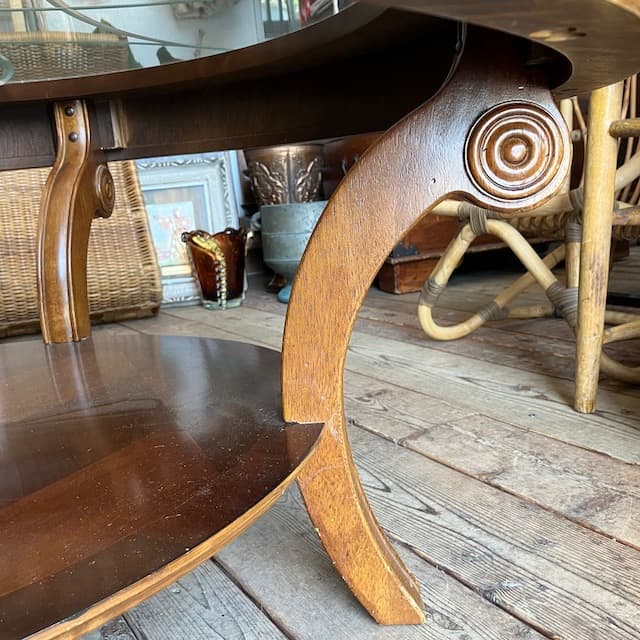 ヴィンテージ テーブル ちゃぶ台 木製 ミッドセンチュリー 北欧 ウッド ガラス