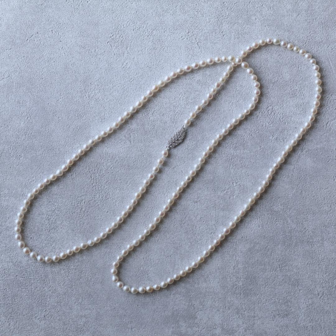 ベビーパールロングネックレス　希少　高品質　ロングネックレス　淡水パール　極小
