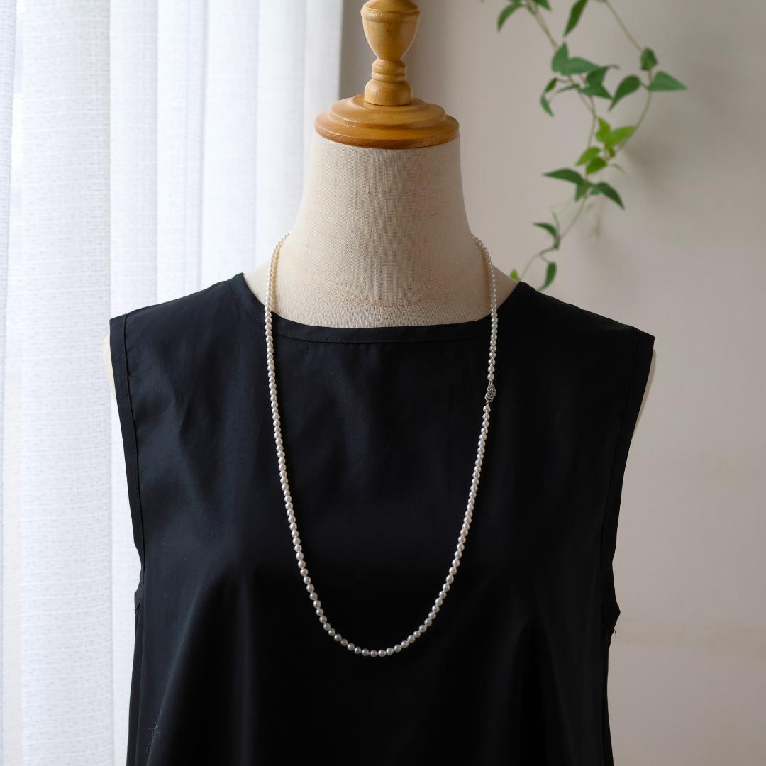 ベビーパールロングネックレス　希少　高品質　ロングネックレス　淡水パール　極小