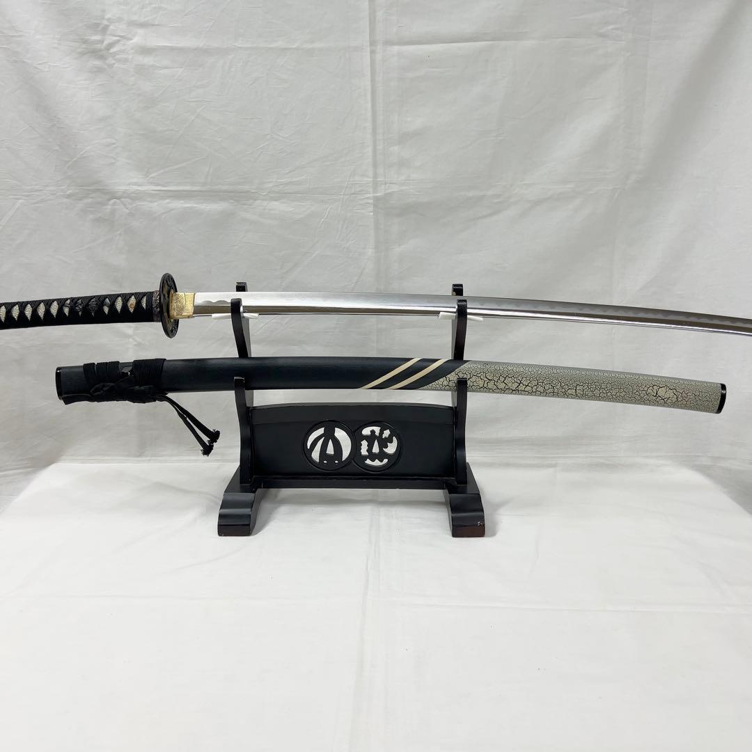 模造刀】太刀 鉄鍔 鷹 松 縁起 図 全長99.0センチ 日本刀 刀剣 黒