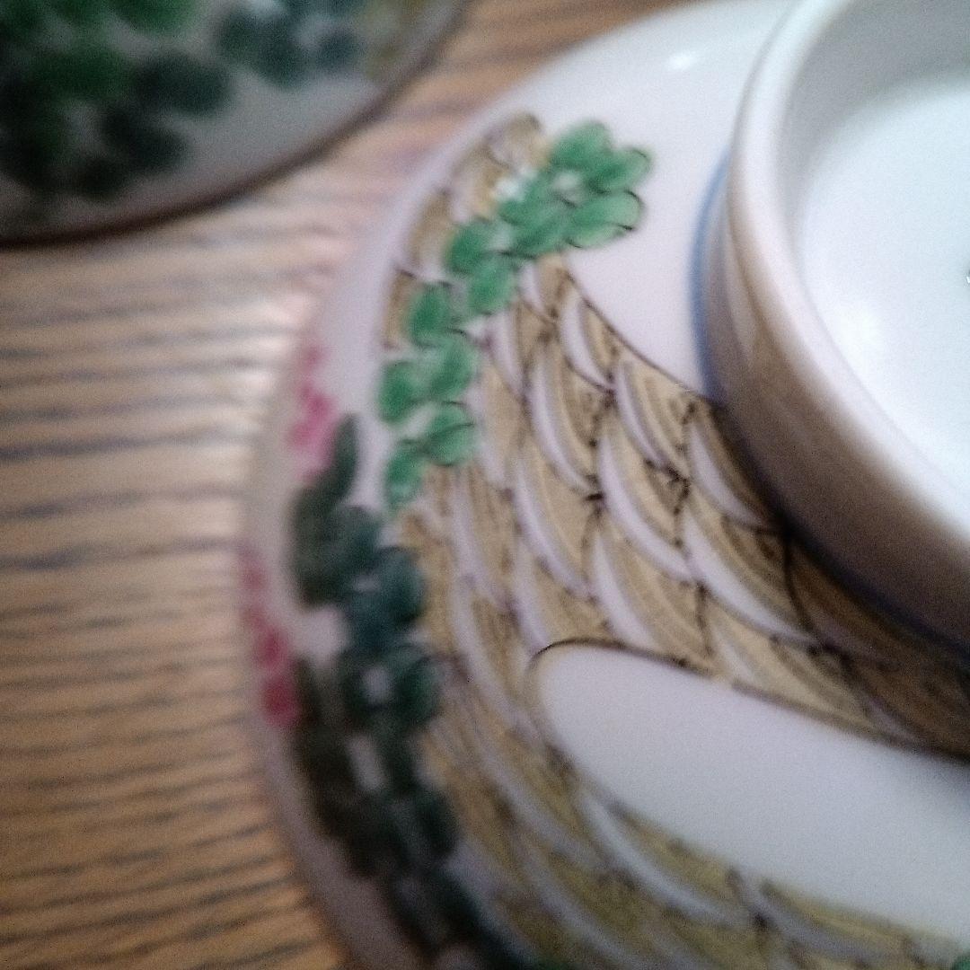 九谷焼　伝統的工芸士　宮本　晄　萩の花青海波柄　飯椀5個