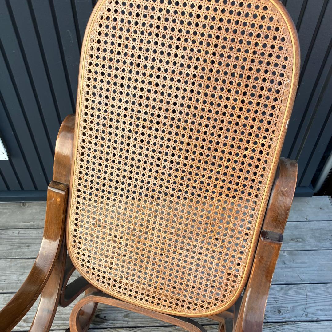 昭和レトロ 木製 ベントウッド ラタンロッキングチェア アームチェア 古家具