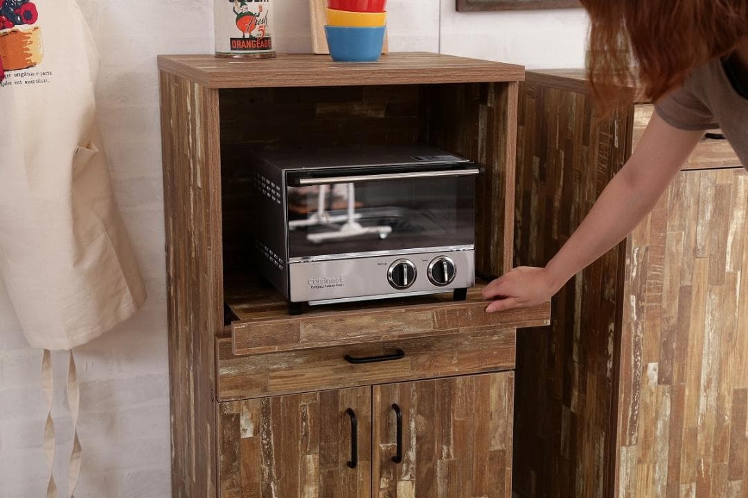 《新品・送料無料》Cave 寄木柄54cmレンジ台キャスター付き