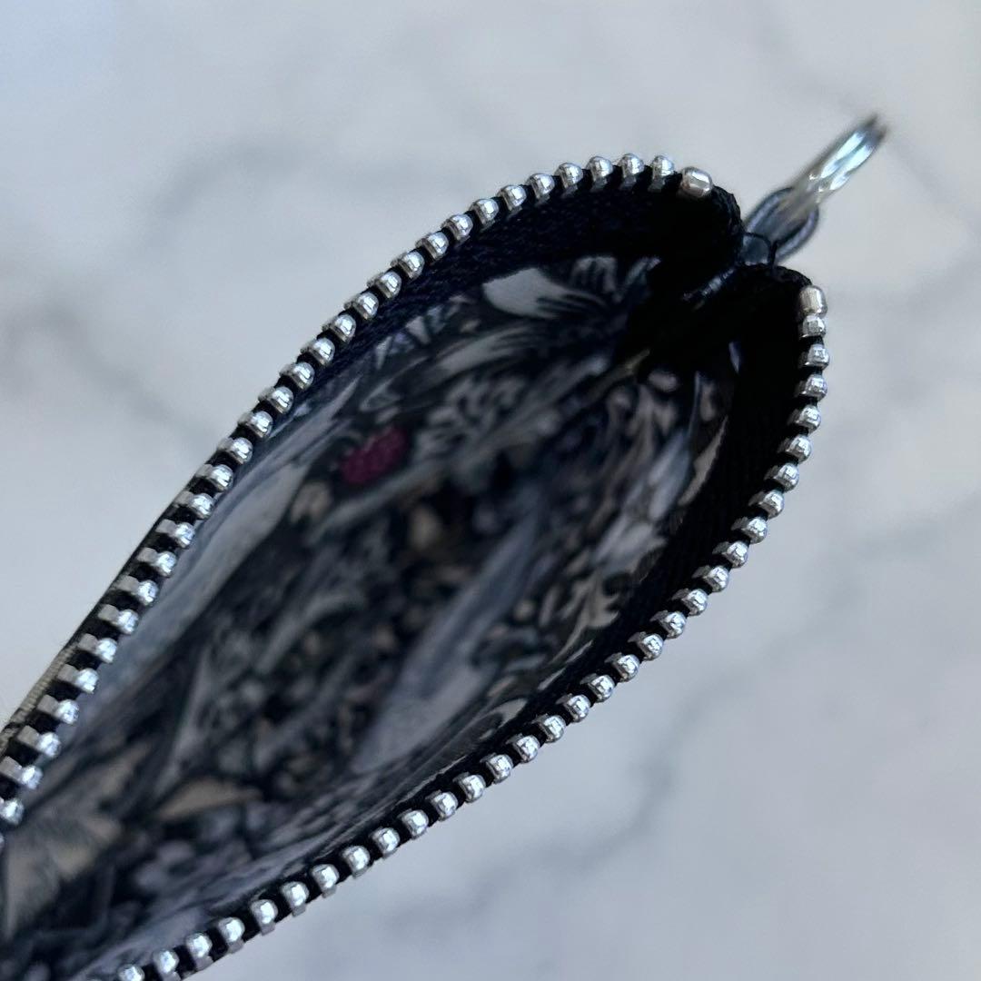 ウィリアムモリス いちご泥棒 グレー カラビナポーチ キーホルダー