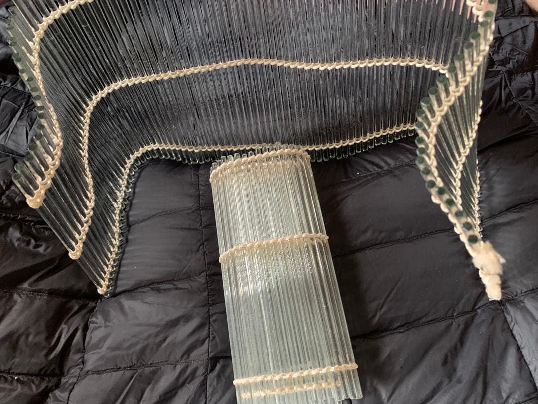 骨董　ガラス製すだれ　アンテーイク　二枚