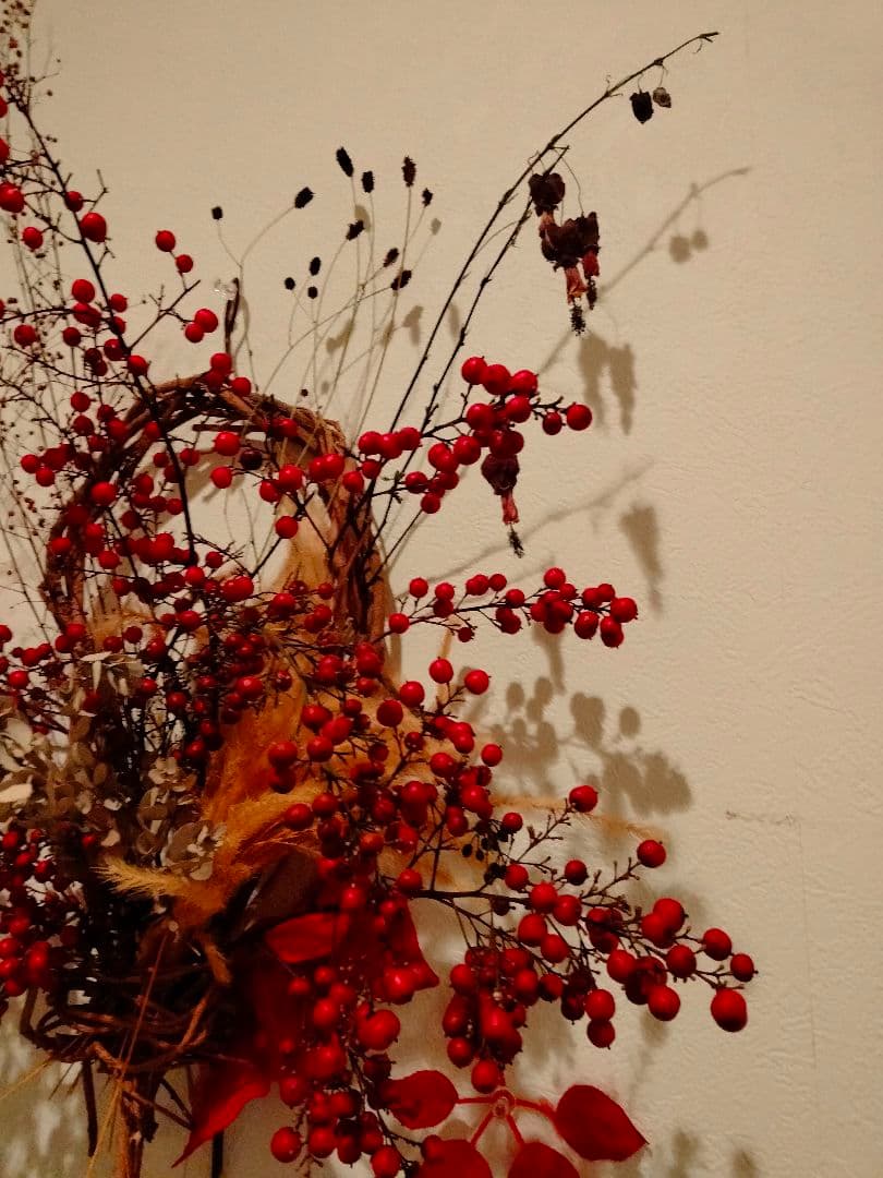 スワッグ 縁起もの クリスマス～ 正月 南天 メイン 赤い実 慶事 難転 厄除け