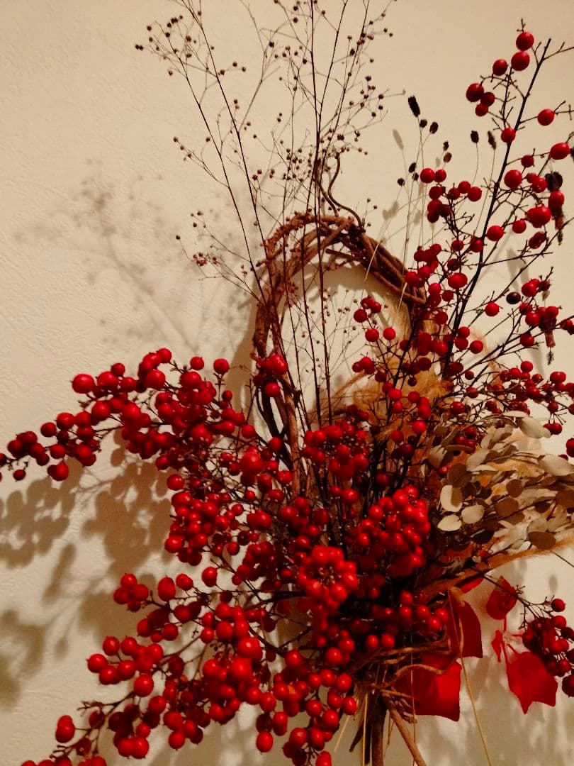 スワッグ 縁起もの クリスマス～ 正月 南天 メイン 赤い実 慶事 難転 厄除け