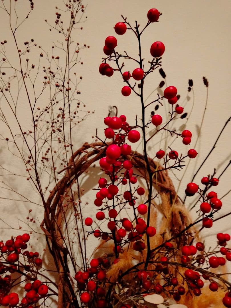 スワッグ 縁起もの クリスマス～ 正月 南天 メイン 赤い実 慶事 難転 厄除け