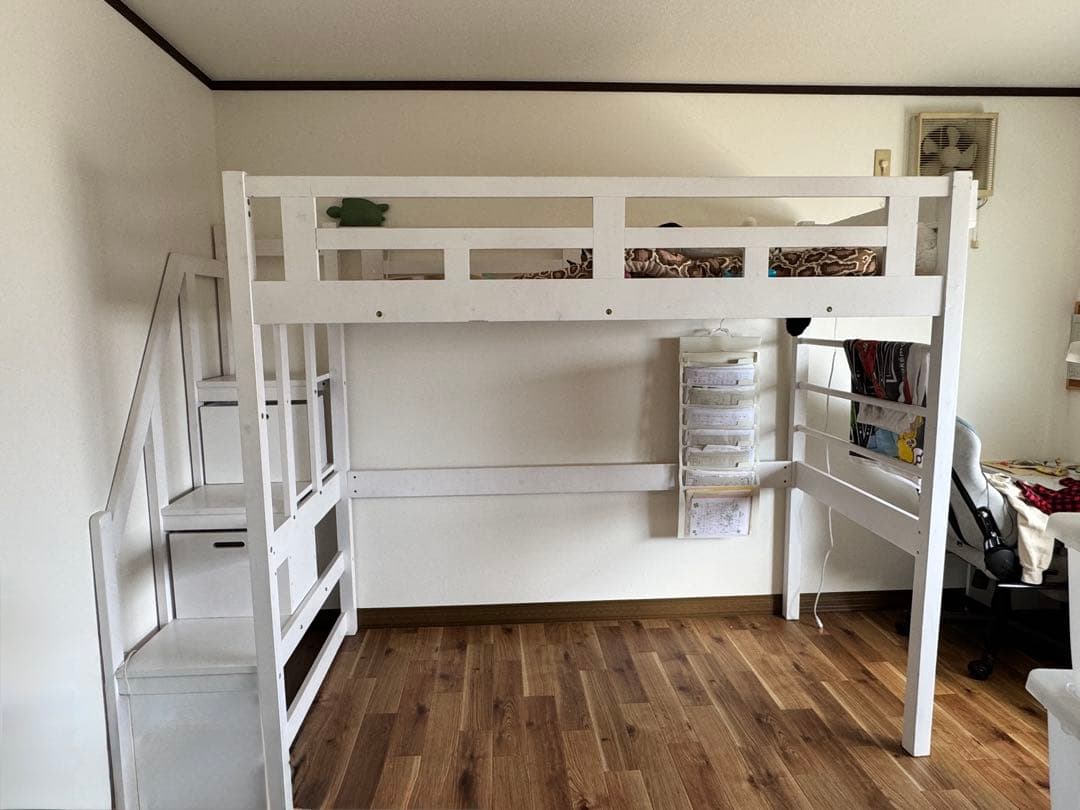 ホワイト シングル ロフトベッド 耐荷重500kg [引き取り限定です!]