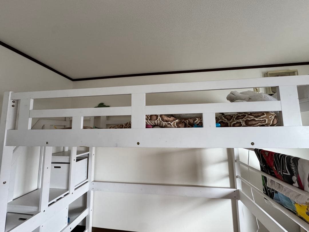 ホワイト シングル ロフトベッド 耐荷重500kg [引き取り限定です!]