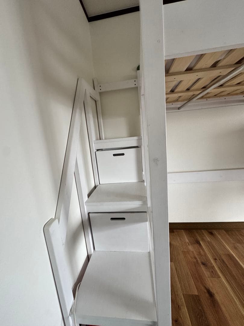 ホワイト シングル ロフトベッド 耐荷重500kg [引き取り限定です!]