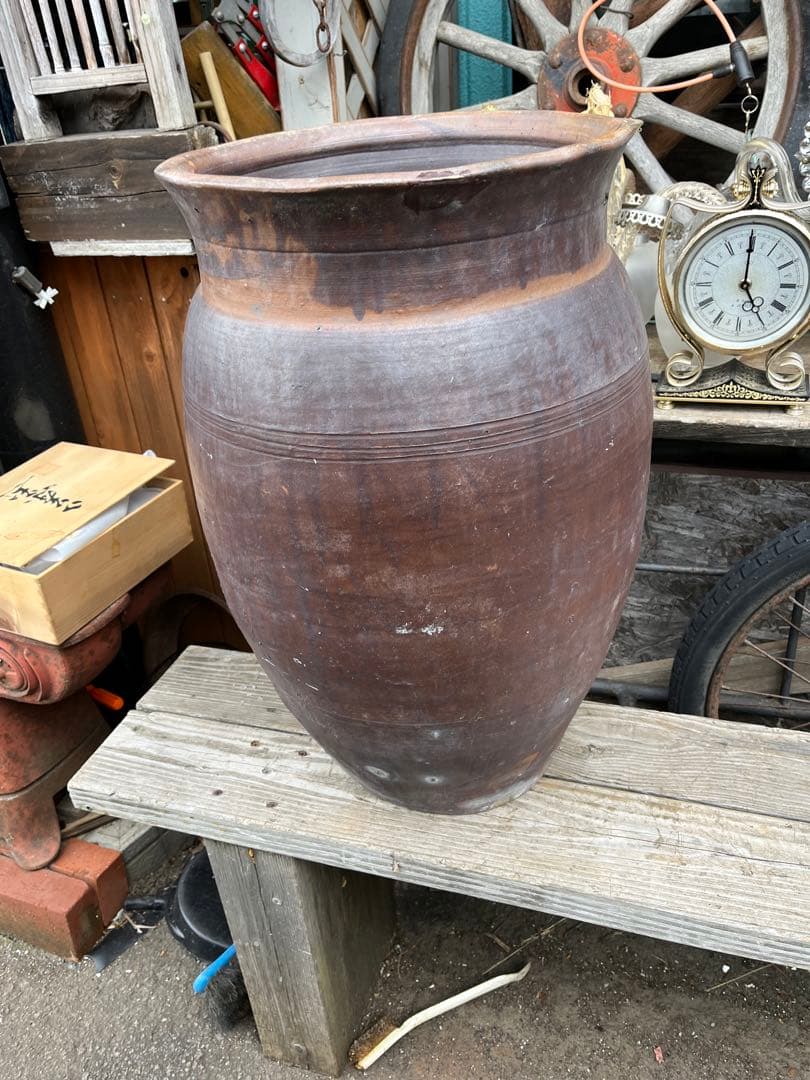 古備前大壺、古備前瓶、瓶、江戸時代、安政、備前焼大きな瓶、傘立て、花瓶、