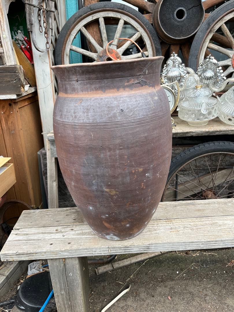 古備前大壺、古備前瓶、瓶、江戸時代、安政、備前焼大きな瓶、傘立て、花瓶、