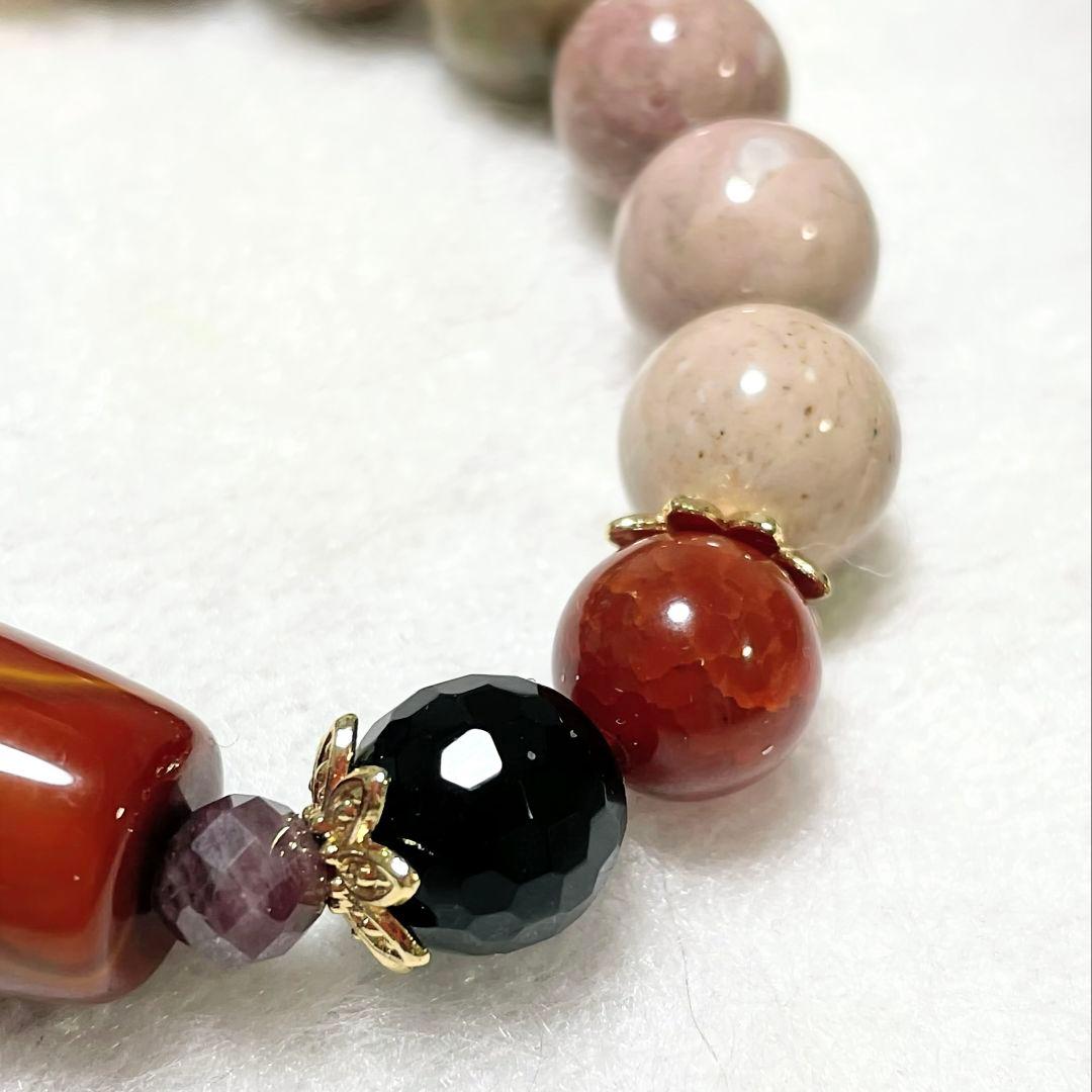 【戦国紅瑪瑙 線天珠】アラシャン瑪瑙 モリオン 龍紋 お守り ブレスレット