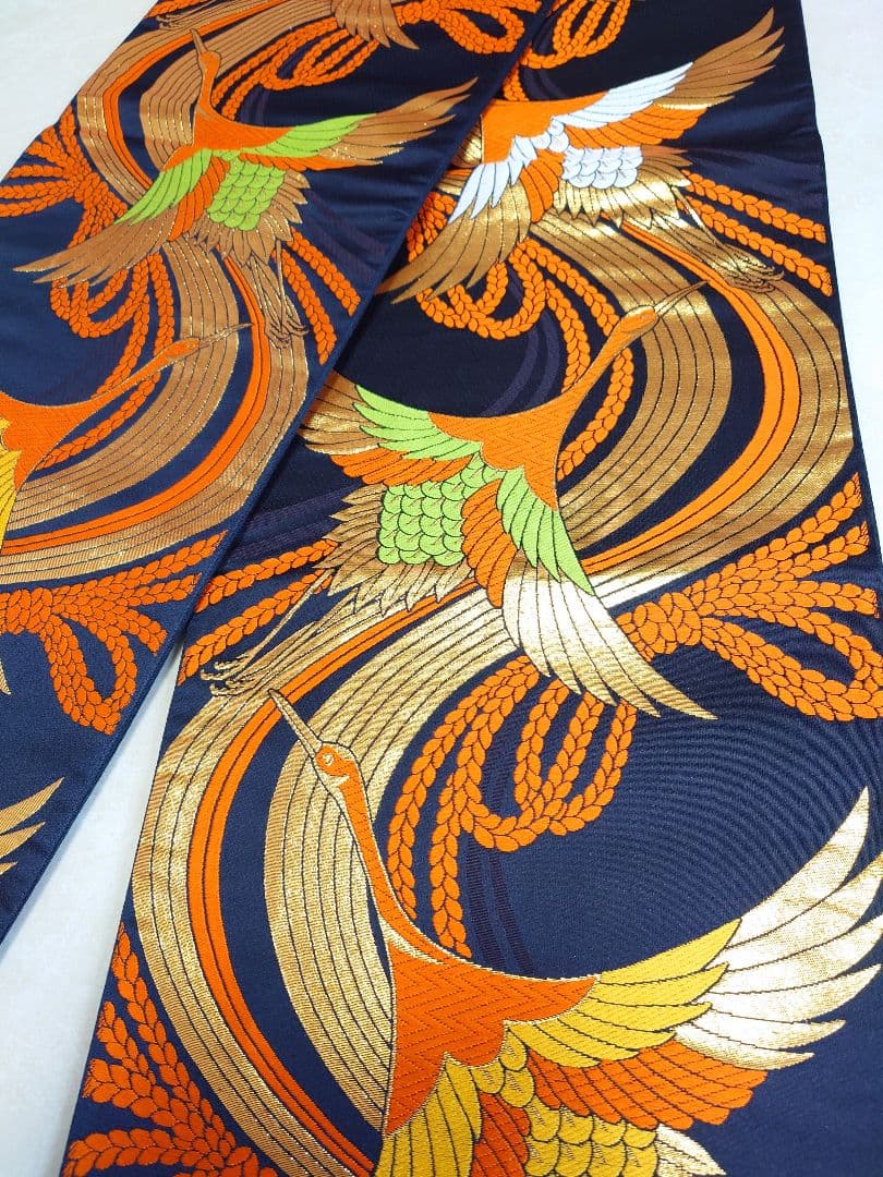 七五三　袋帯　全通柄　鶴柄