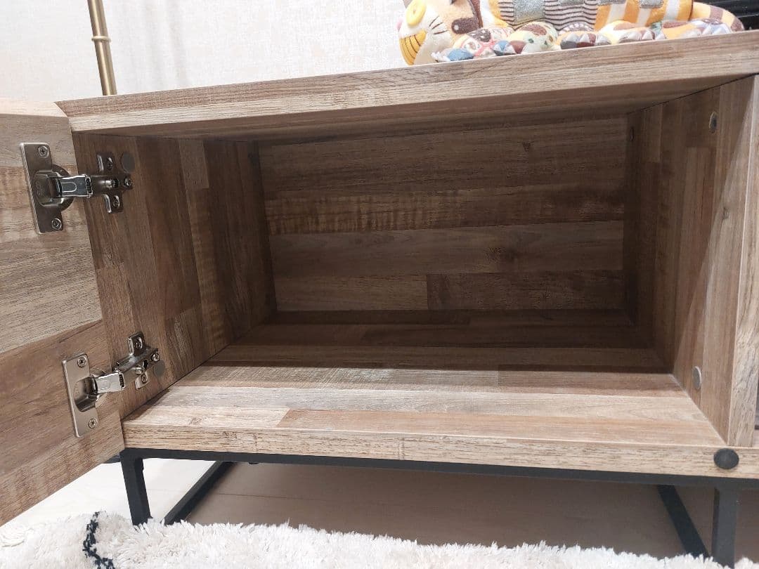 木目調テレビ台 ローボード 天然木風 スチール脚 幅180