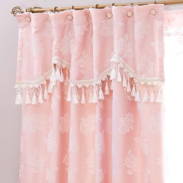 《横100×縦110cm ×2枚》遮光2級 ピンク ローズ バラ カーテン 姫系