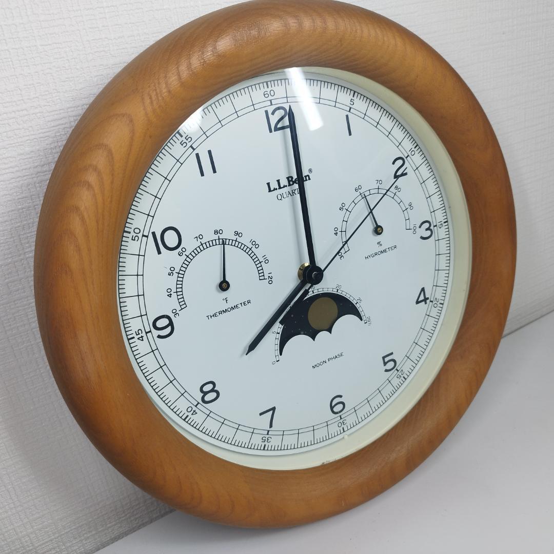 LLbean 壁掛け 時計 ウェザーステーション アンティーク ムーン h4IB