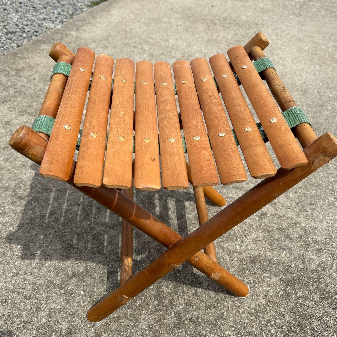 折りたたみ木製スツール　古道具　ビンテージ　椅子　チェア　いす　折り畳み