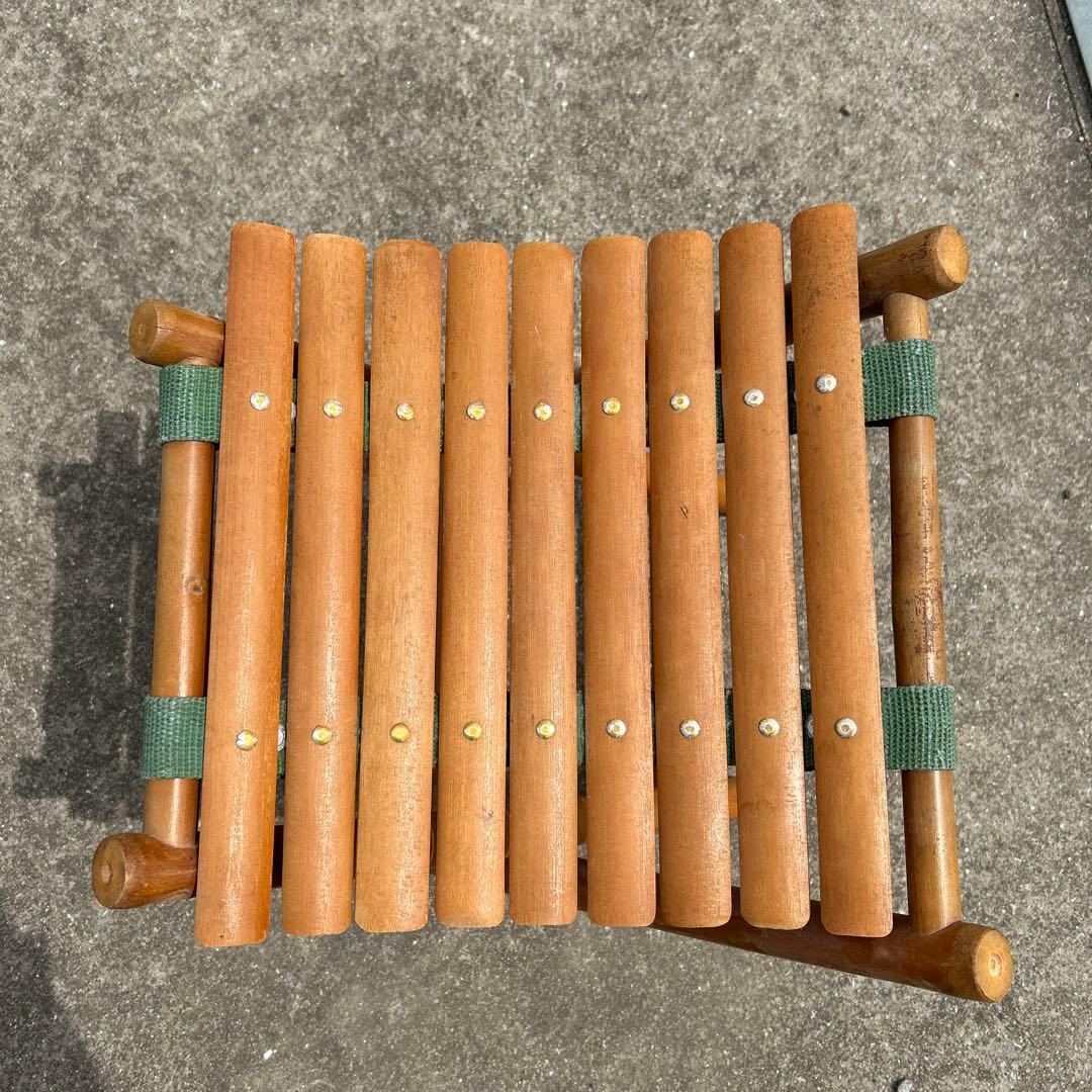 折りたたみ木製スツール　古道具　ビンテージ　椅子　チェア　いす　折り畳み