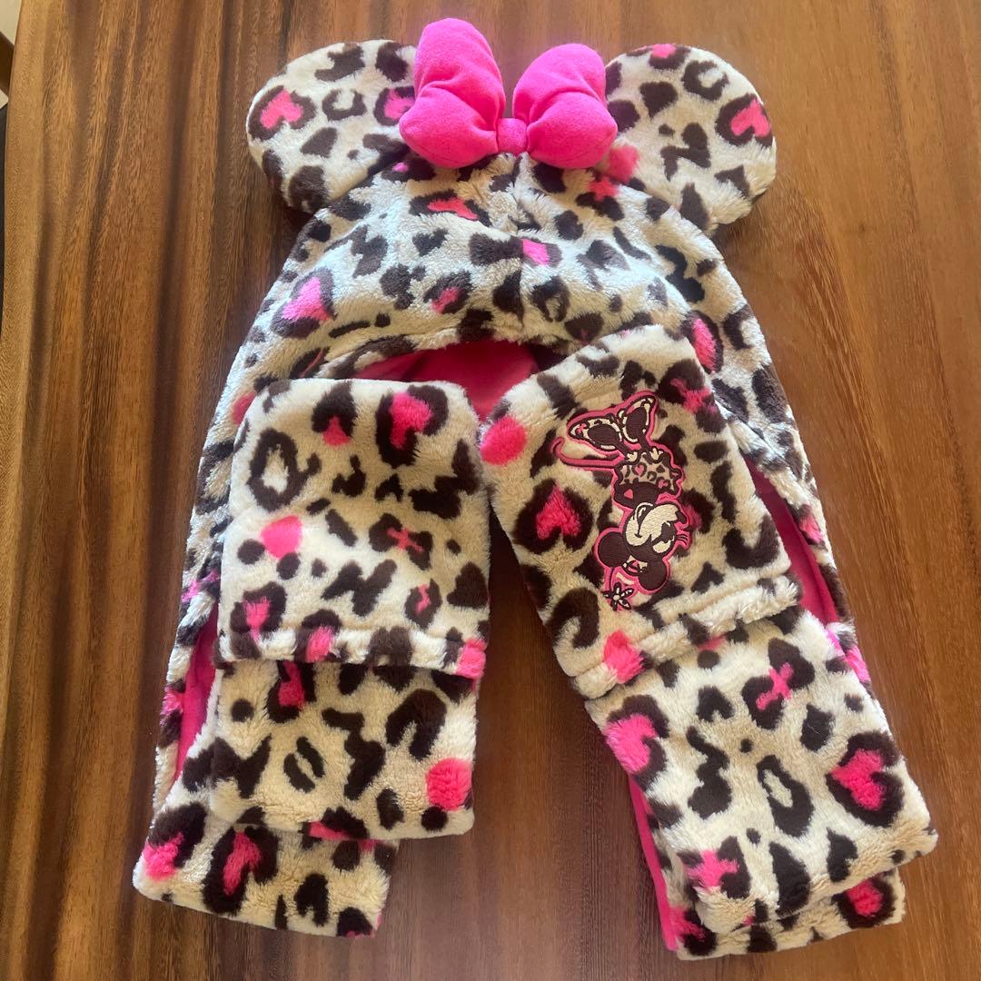 ミニーちゃんヒョウ柄マフラーキャップ ファンキャップ - メルカリ
