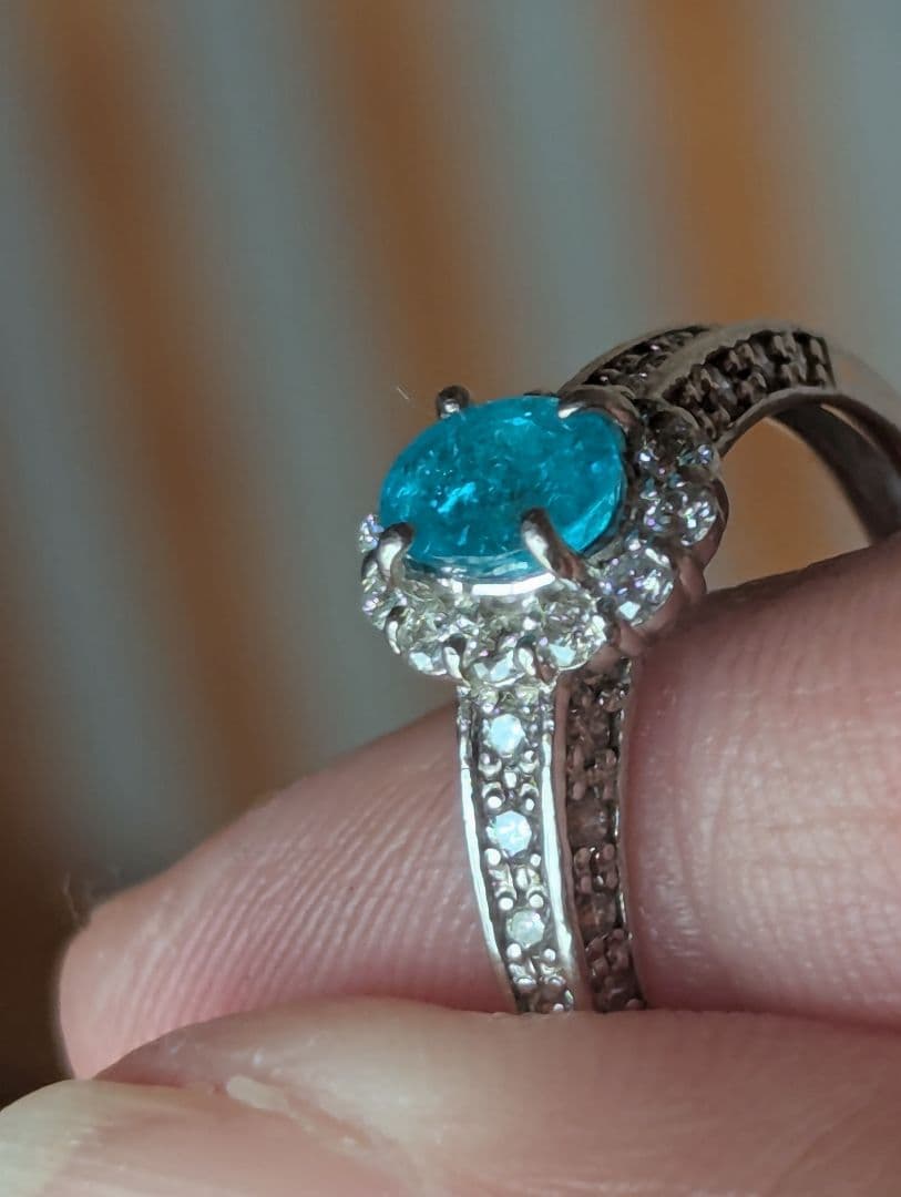 ブラジル産パライバトルマリン　0.52ct　PT900リング 鑑別書中宝とGIA