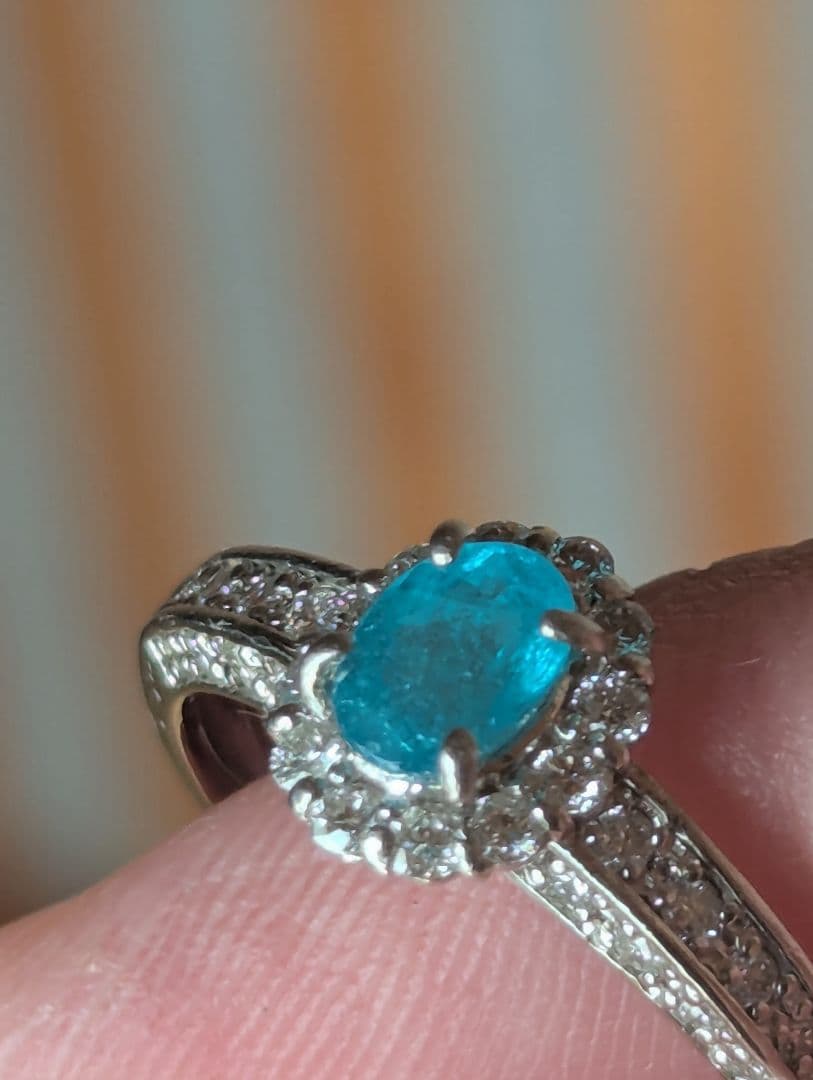 ブラジル産パライバトルマリン　0.52ct　PT900リング 鑑別書中宝とGIA