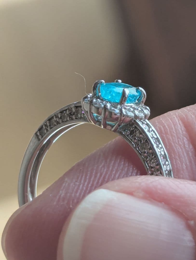 ブラジル産パライバトルマリン　0.52ct　PT900リング 鑑別書中宝とGIA
