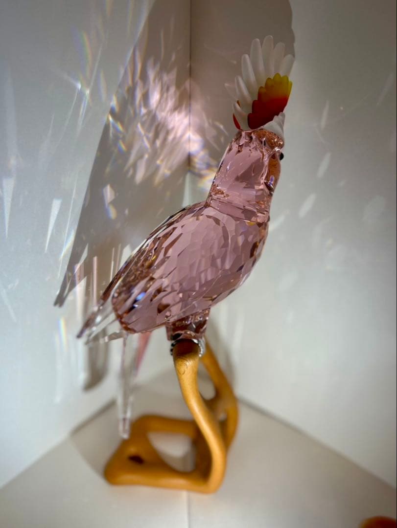 t*m様 スワロフスキー インコ ピンク クリスタル オブジェ