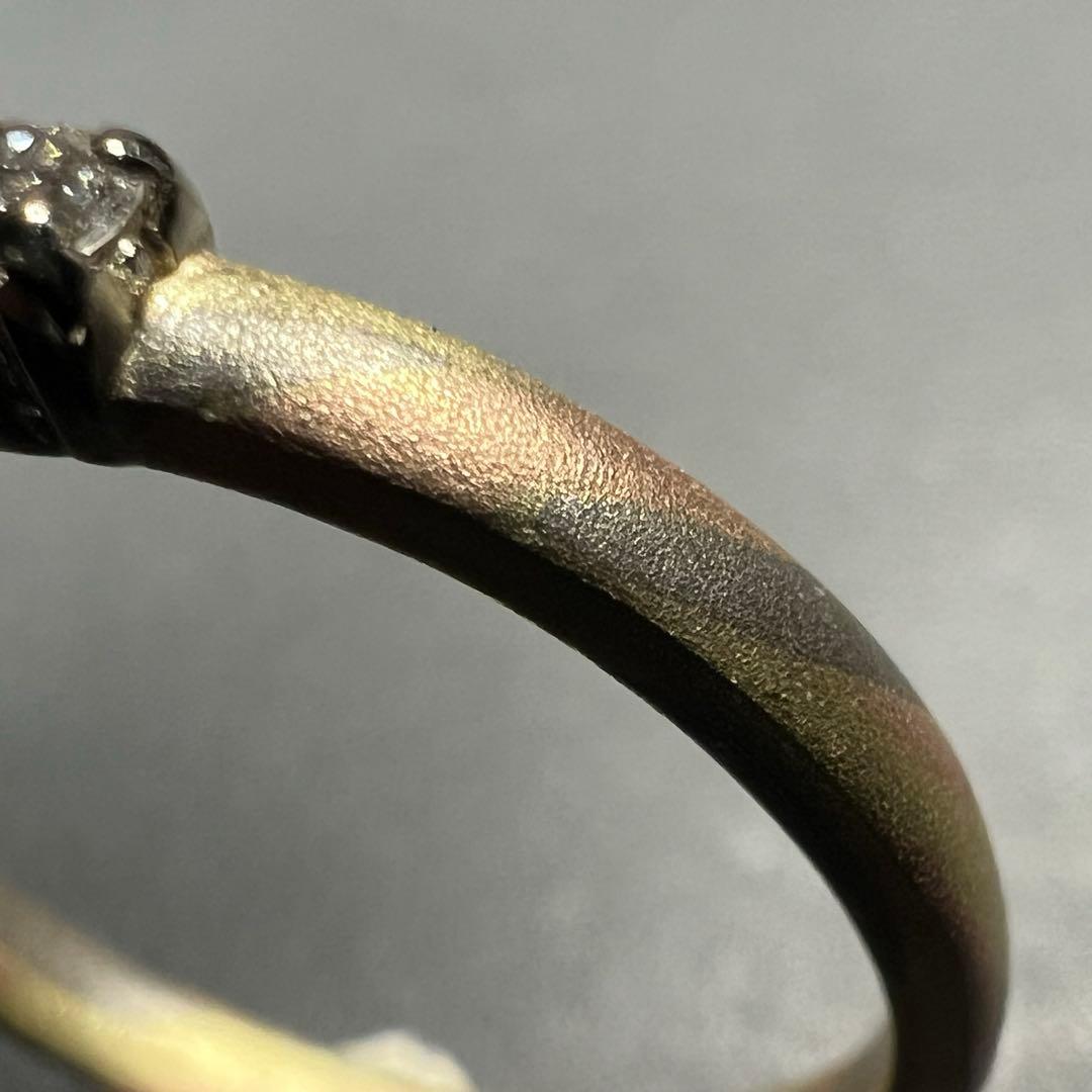 新品未使用日本未発売 14K 木目金インスパイア 0.11ct ラボダイヤモンド