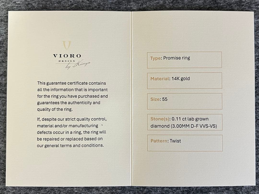 新品未使用日本未発売 14K 木目金インスパイア 0.11ct ラボダイヤモンド