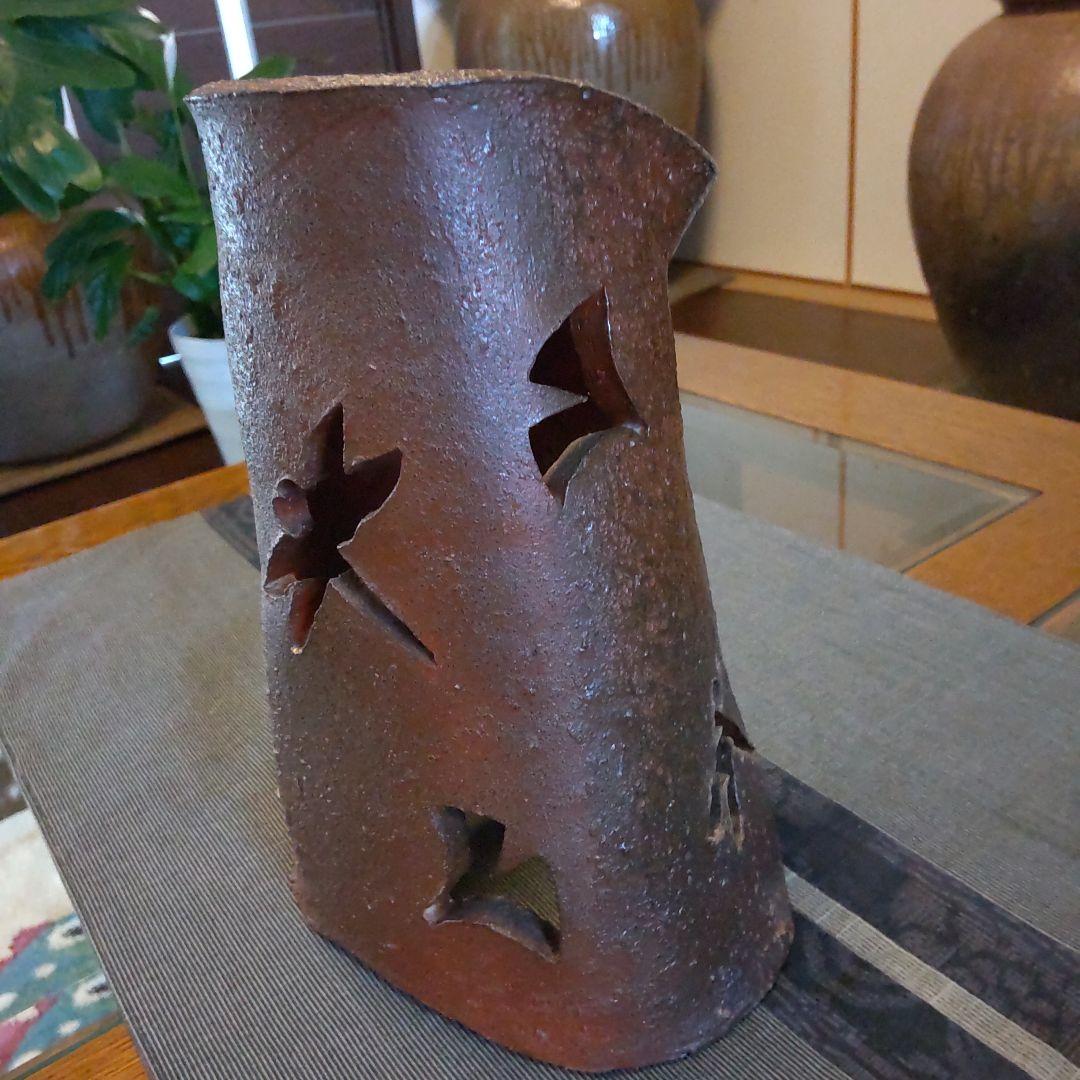 秋の灯り　備前焼　ライト付き