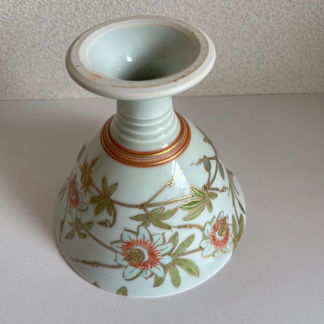 コンポート皿　作家物　色絵磁器　「時計草」