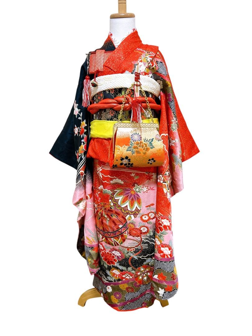 上品なお着物セット♡七五三　7歳　女の子　フルセット　一式　赤　黒