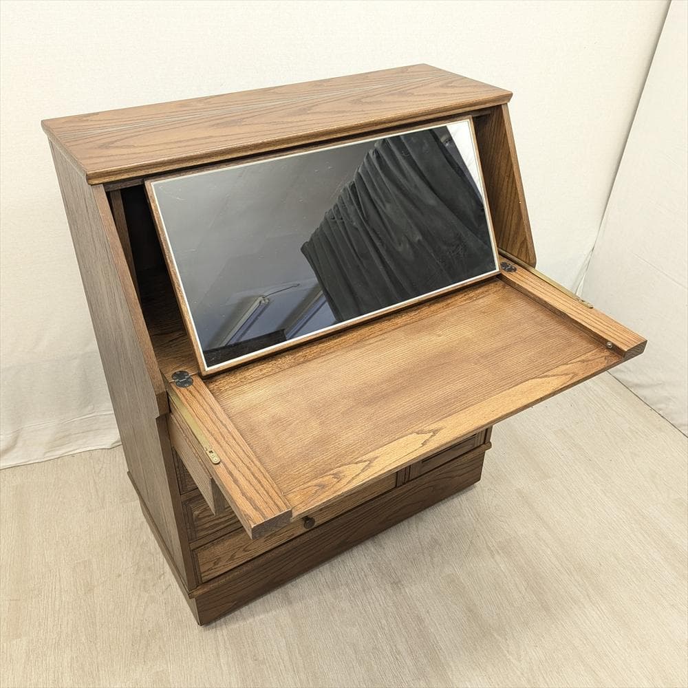 キャピック　ナラ　ライティングデスク　ライティングビューロー　鏡台　机　デスク