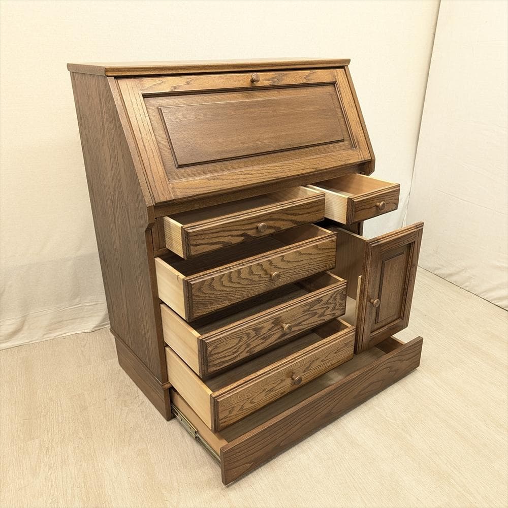 キャピック　ナラ　ライティングデスク　ライティングビューロー　鏡台　机　デスク