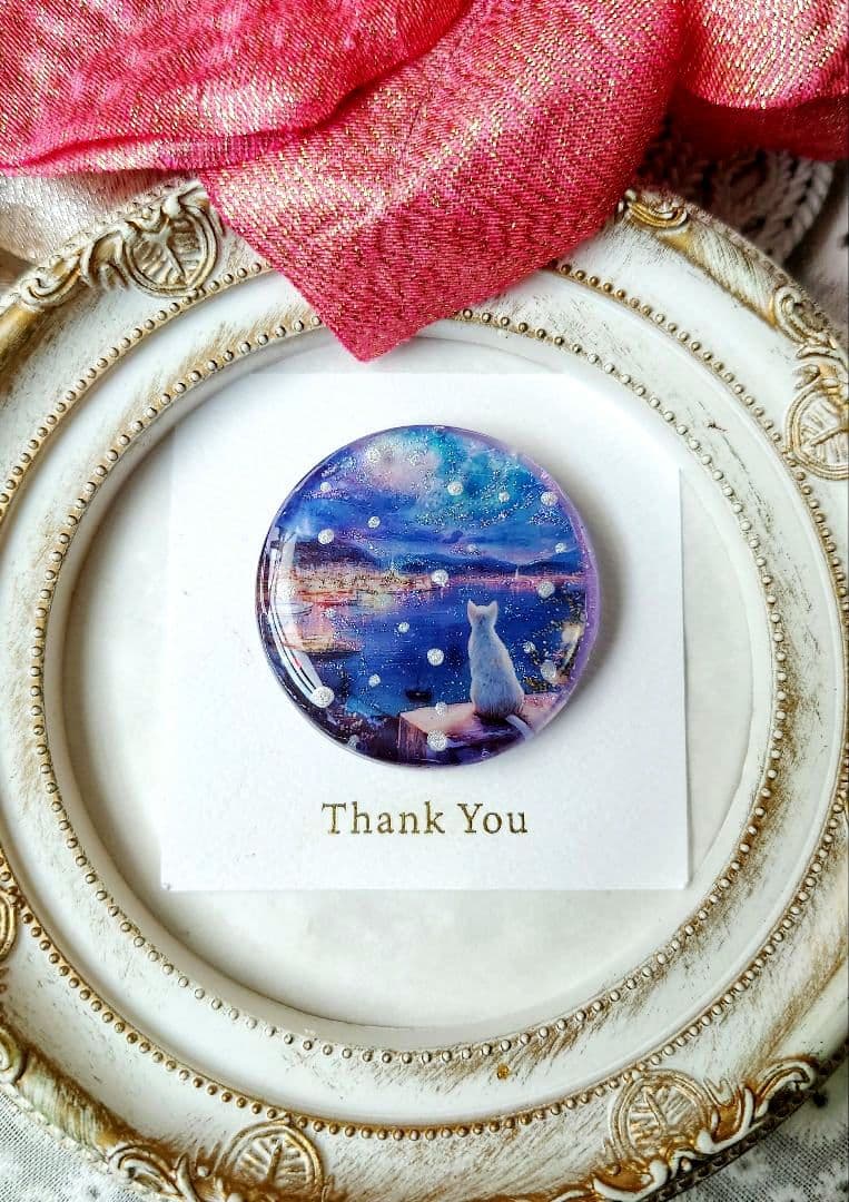 レジン　猫　ヘアゴム　ブローチ　ポニーフック　No.364