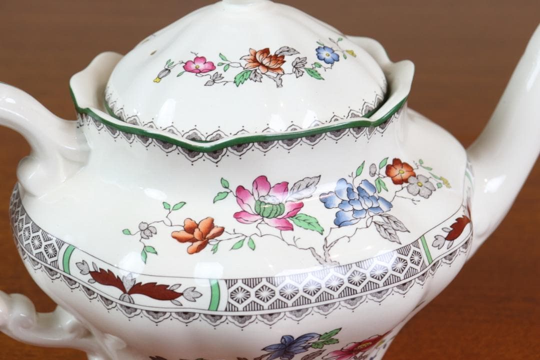 スポード　チャイニーズローズ　ポットH17.5cm　イギリス　ヴィンテージ　陶器