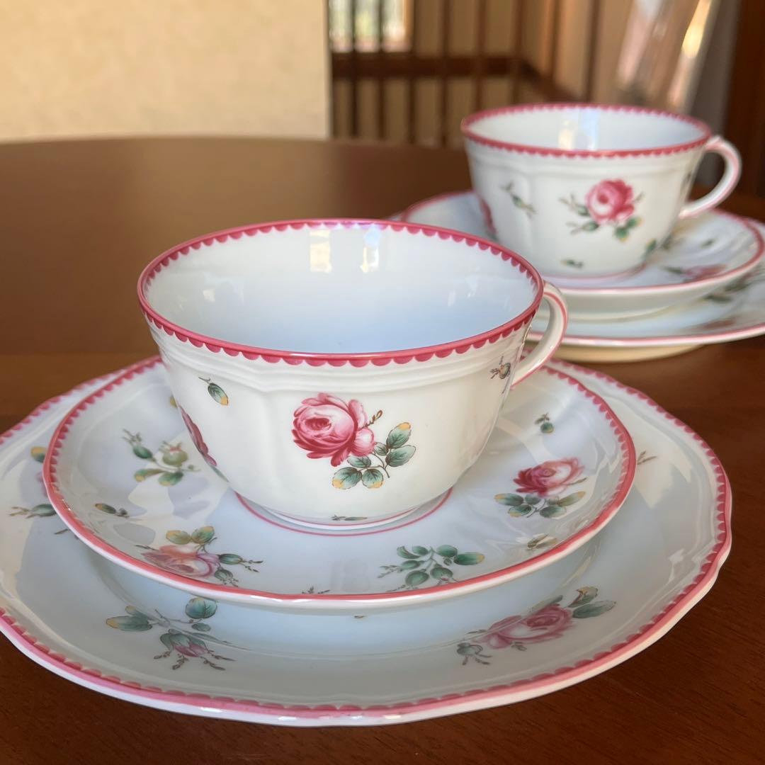 【未使用美品】リチャードジノリ★アンティックローズ★トリオ　ペア