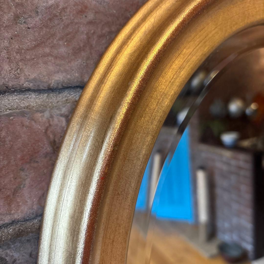 オーバル　ミラー　カットガラス　 鏡　検　ヴィンテージ　アンティーク