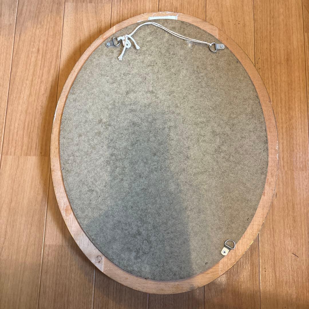 オーバル　ミラー　カットガラス　 鏡　検　ヴィンテージ　アンティーク