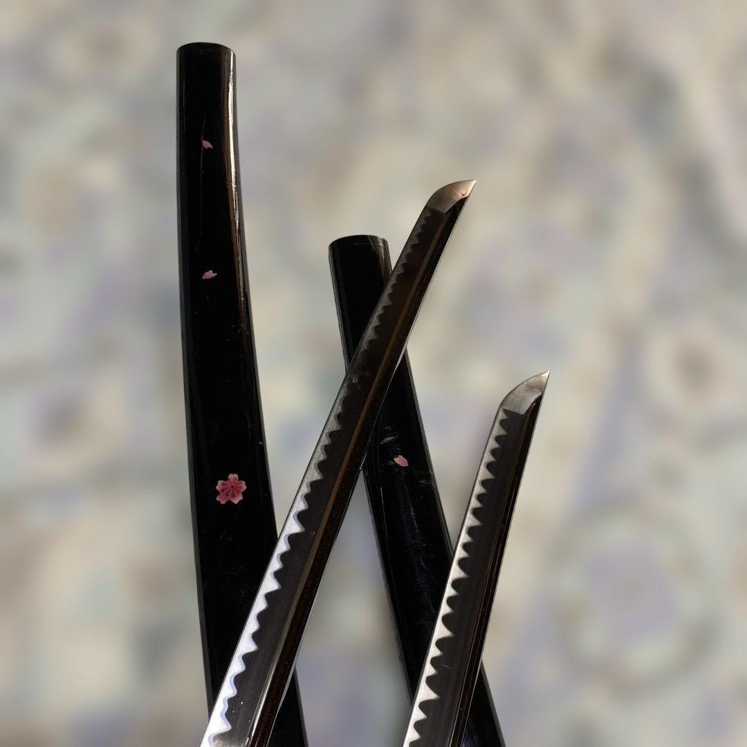 高級豪華版居合刀大小2本 青柄 桜透し木瓜鍔 - メルカリ