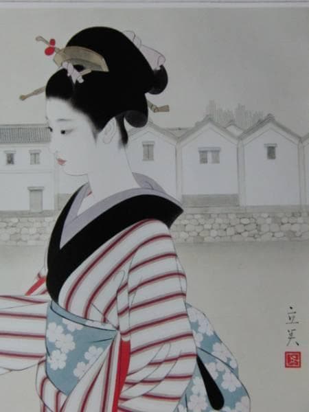 小笠原 将生 【やさしい歌声】 希少画集画、状態良好、新品高級額装付