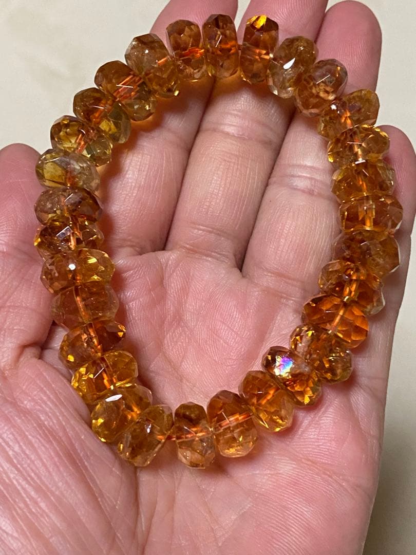 ohana smile⭐︎高品質大玉ウイスキーシトリン　ボタンカットブレスレット