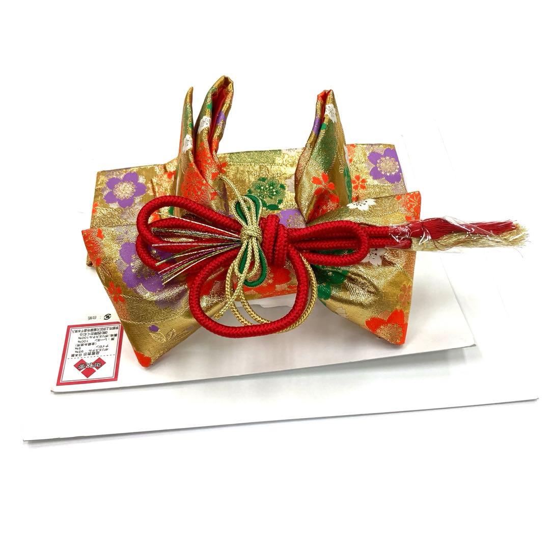 ☆新品未使用☆女の子用3歳 七五三 はこせこ 結び帯 金系9点セット NH-1