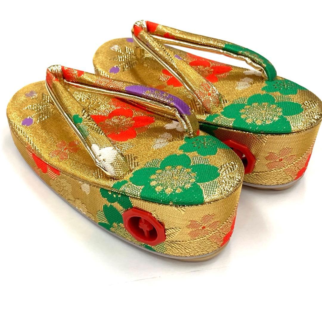 ☆新品未使用☆女の子用3歳 七五三 はこせこ 結び帯 金系9点セット NH-1