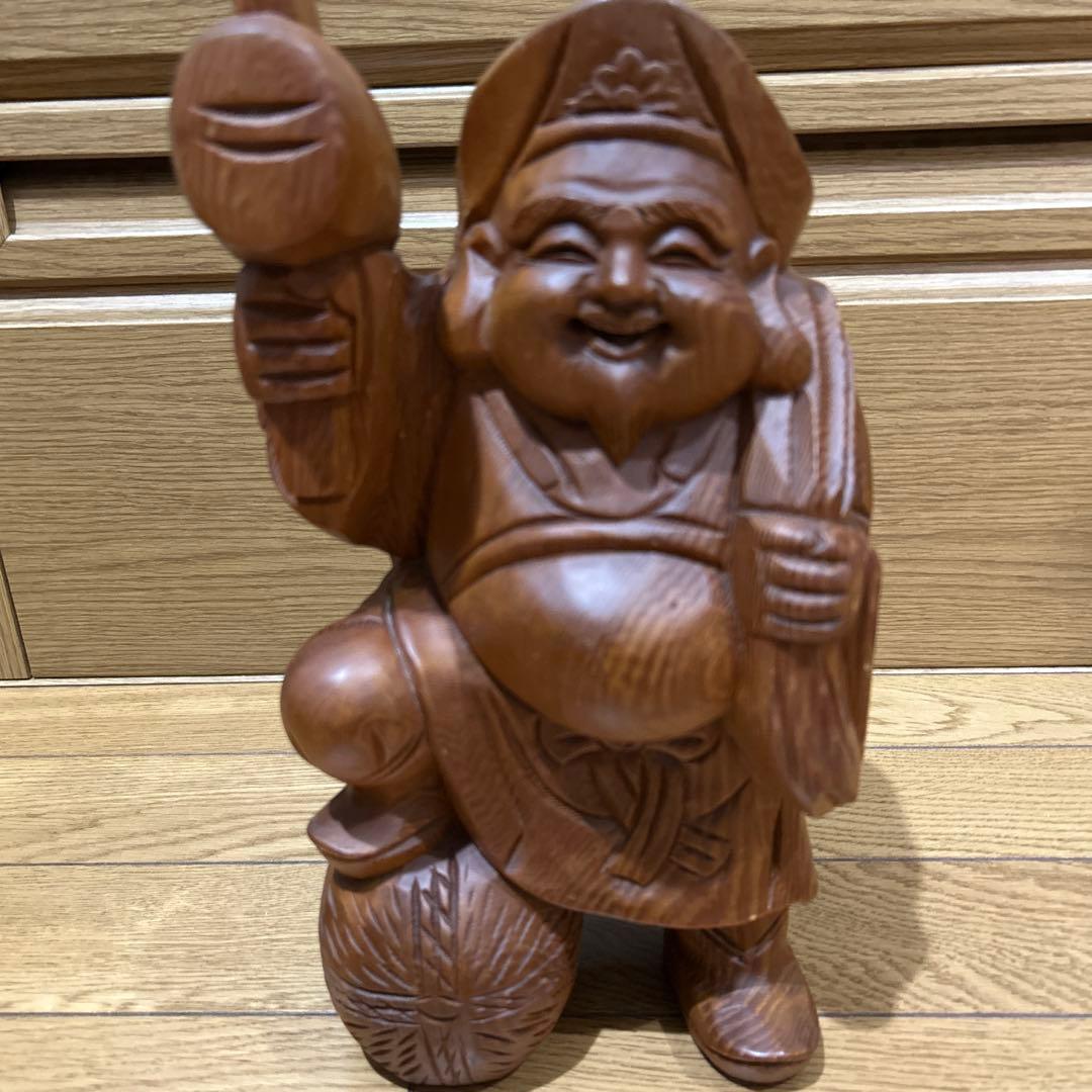 木製 福の神 彫刻 2体セット